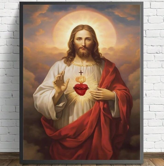 Canvas Wall Art - Sacred Heart Of Jesus - Waterproof Religious Christ